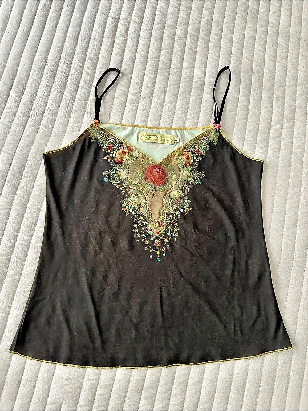 Michal Negrin top & skirt Floral Embellished Brown & Black